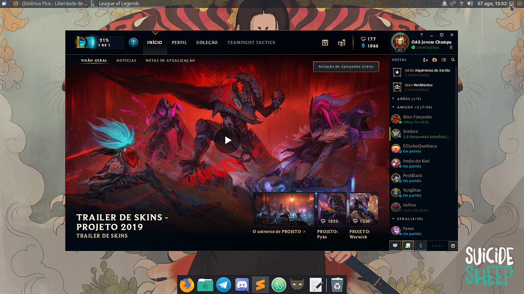 League of Legends no linux, funcionando! Jogos Diolinux Plus