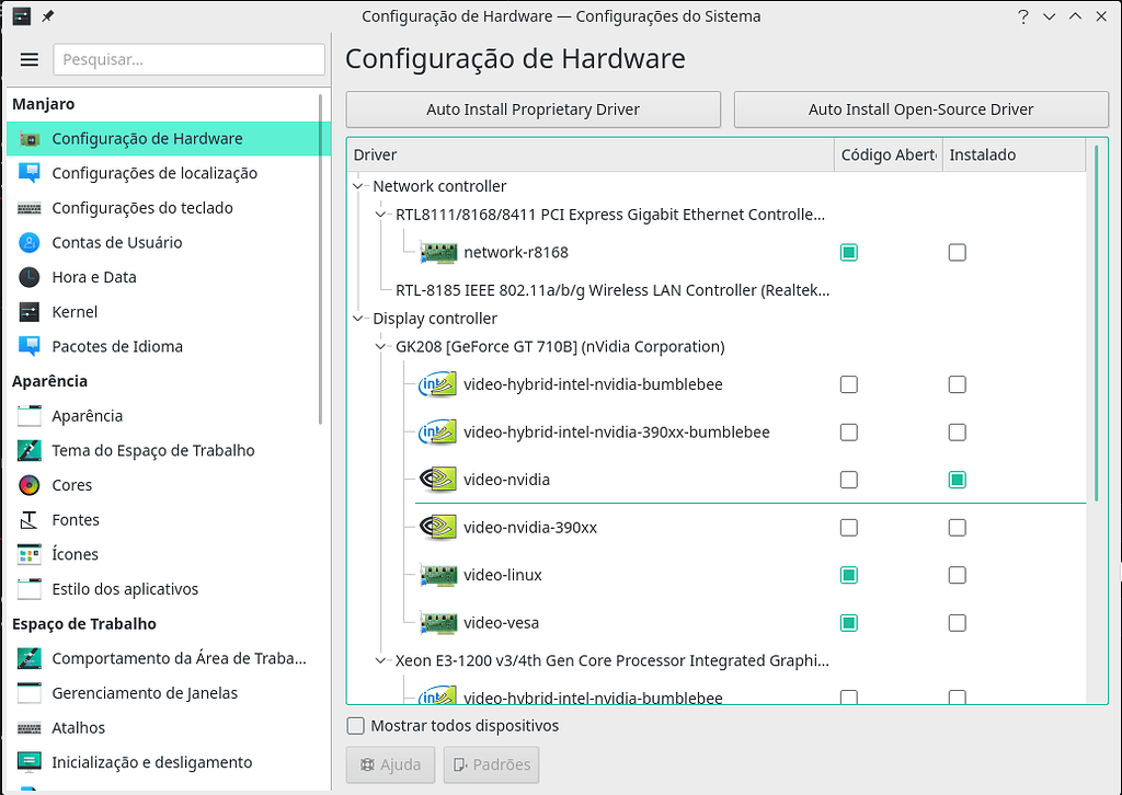 Как установить драйвера nvidia на manjaro linux