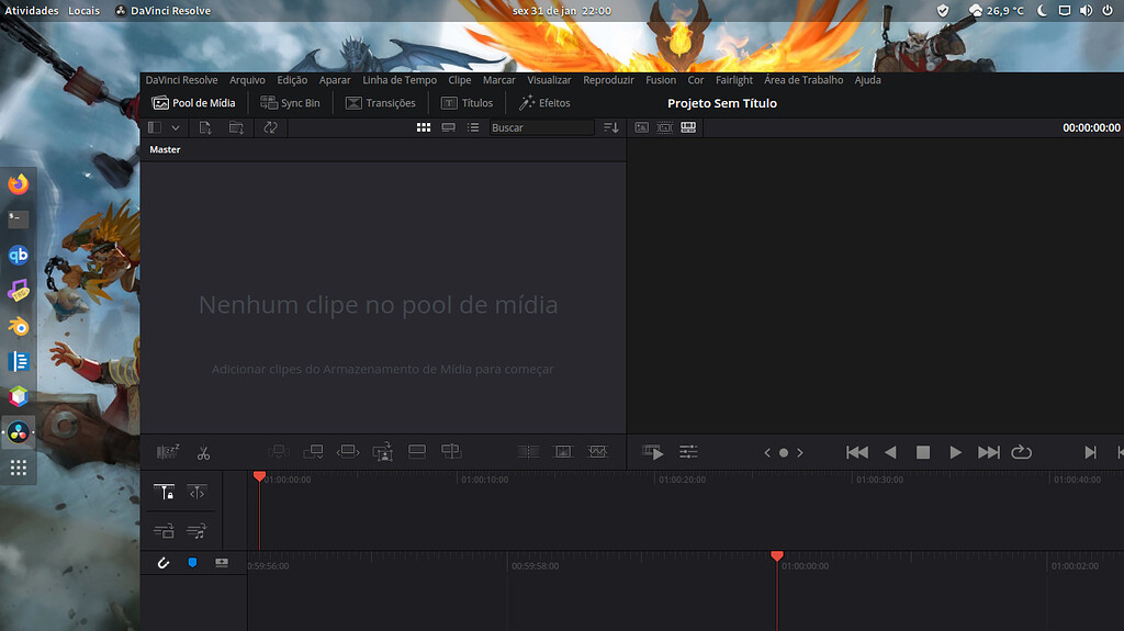 Não consigo corrigir o posicionamento do Davinci Resolve na área