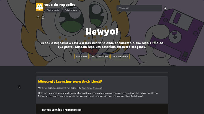 Um protótipo do meu Blog, gostei de como isso ficou O protótipo do meu Blog feito no Hugo