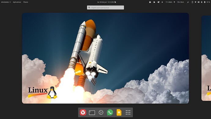 Fedora 34 com GNOME 40 dash de apps