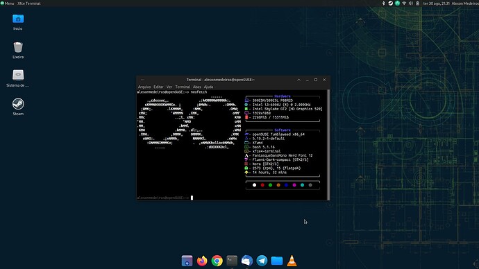 openSUSE Tumbleweed com XFCE Neofetch