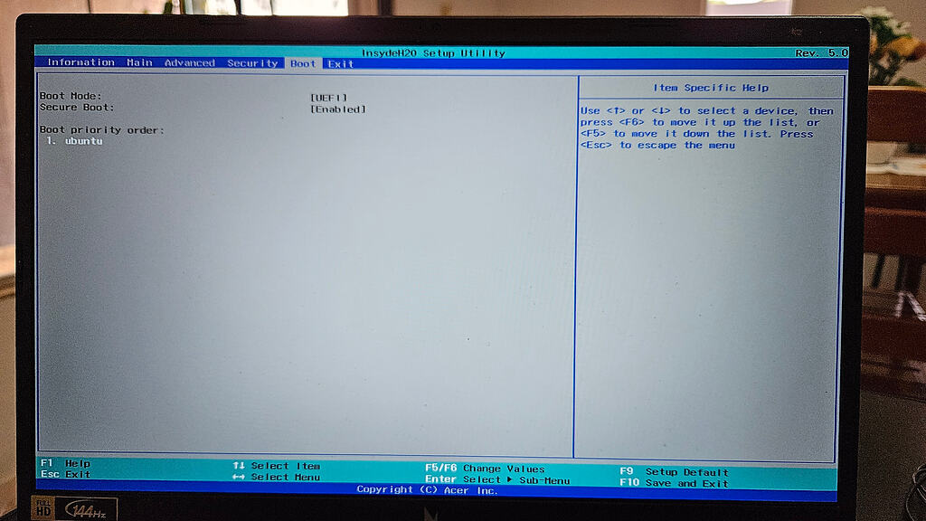Problema com Secure Boot no Acer Nitro V15-51 ao instalar Zorin OS