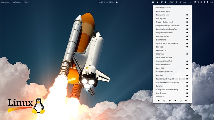 Fedora 34 com GNOME 40 extensões