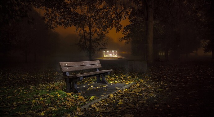 Bench_Fall_Light_Night_Park_4095x2246