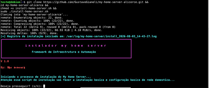 instalação do servidor