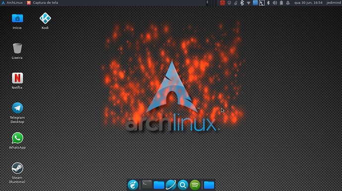 Arch Linux com XFCE e o terminal com compiz