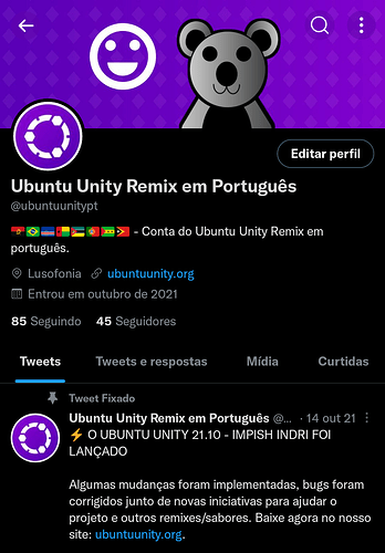 Ubuntu Unity em Português - Conta do Twitter
