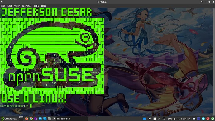 Gecko Linux com XFCE Terminal