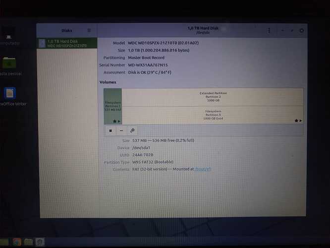 partições disco modo legacy