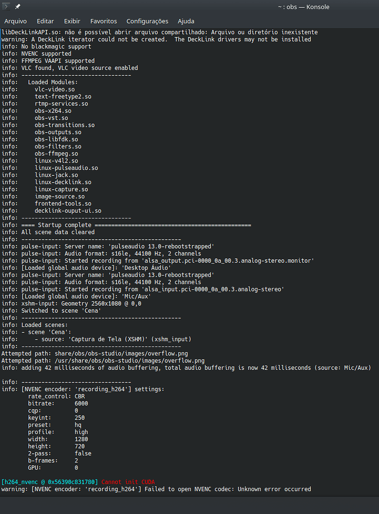 Failed to open nvenc codec generic error in an external library как исправить