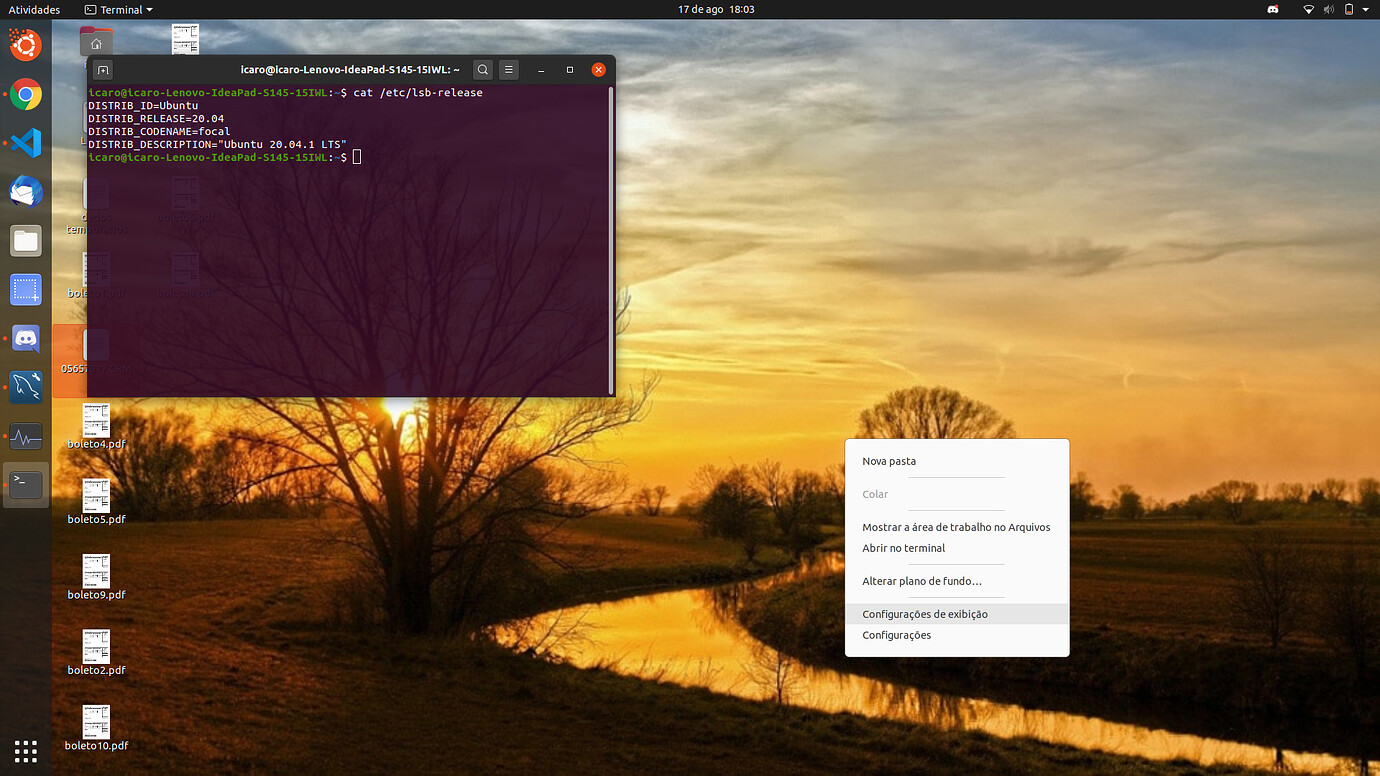 Ubuntu 20 04 parou de abrir janela de configura es de exibi o