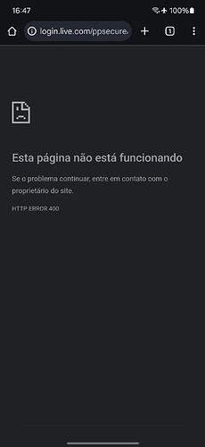 HTTP ERROR 400 no Smartphone