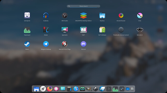 openSUSE Tumbleweed com KDE Plasma - Dash App