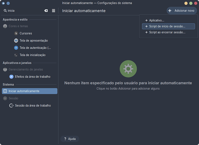 Início automático do KDE