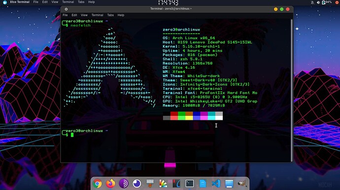 Arch Linux com XFCE terminal