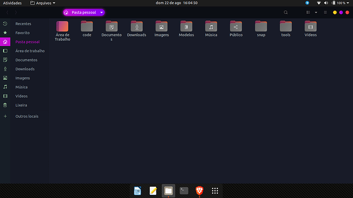 Ubuntu 20.04 com GNOME - Gerenciador de arquivos