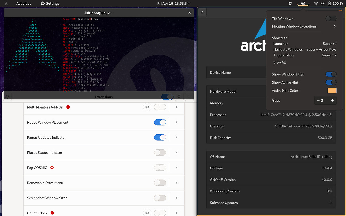 Projeto: Cosmic (Pop_OS!) no Arch Linux - Customização e Temas ...