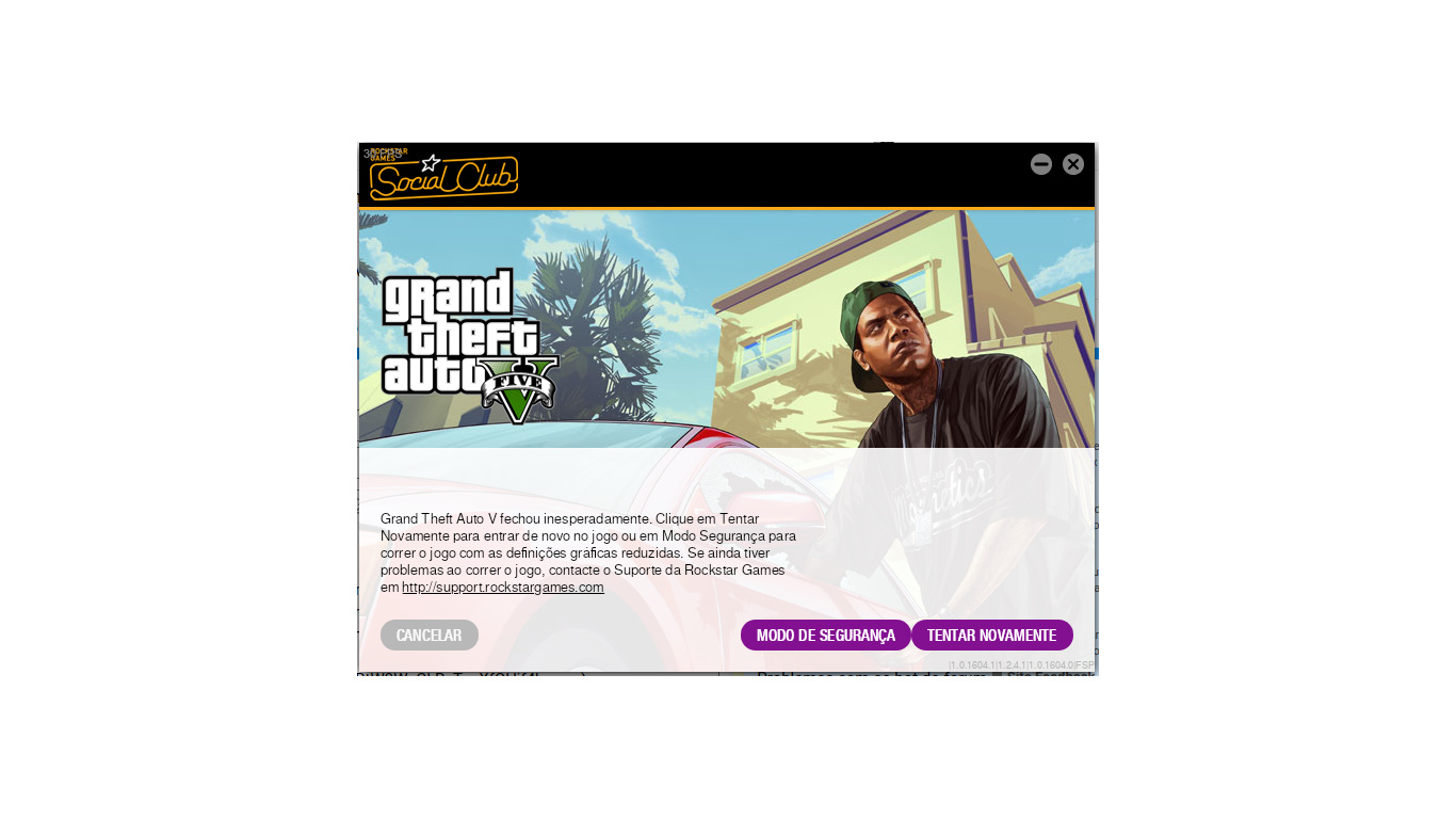 Gta V não consigo logar na conta da Social - Jogo não roda ou dá