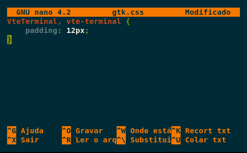 Bordas xfce-terminal