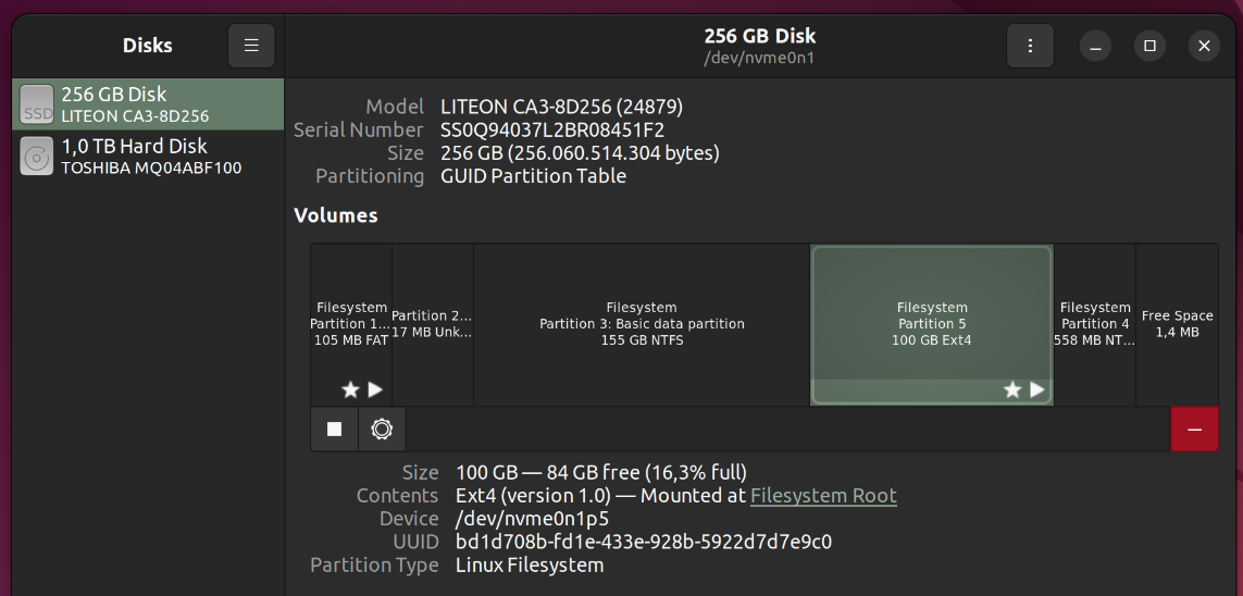 W10 + Ubuntu = somente o Linux sabe que o NVMe está particionado ...