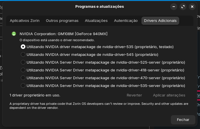 Zorin OS não reconhece a placa Nvidia do meu Notebook - Iniciantes