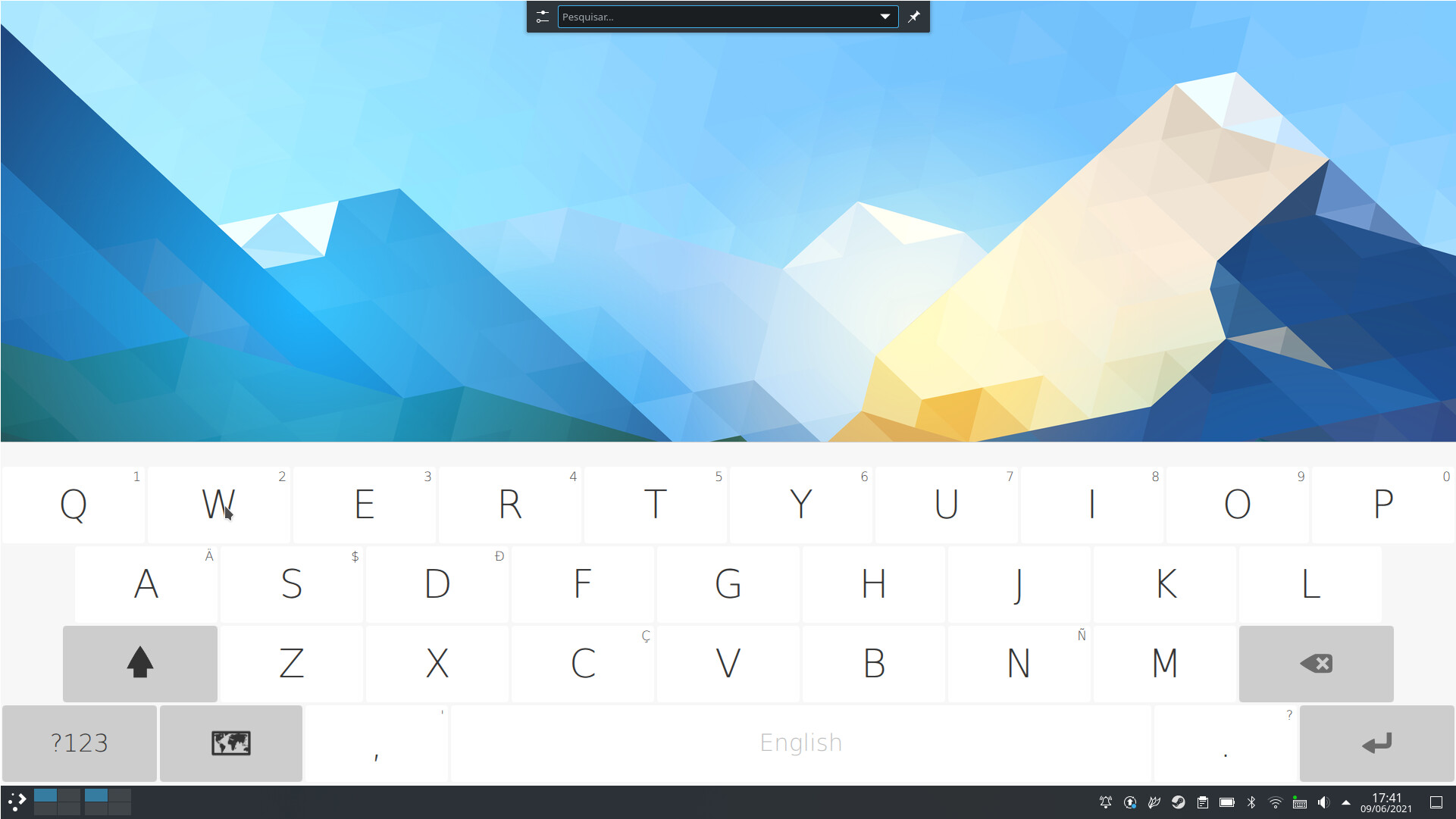 Teclado virtual na barra de tarefas do kde plasma Linux Diolinux Plus
