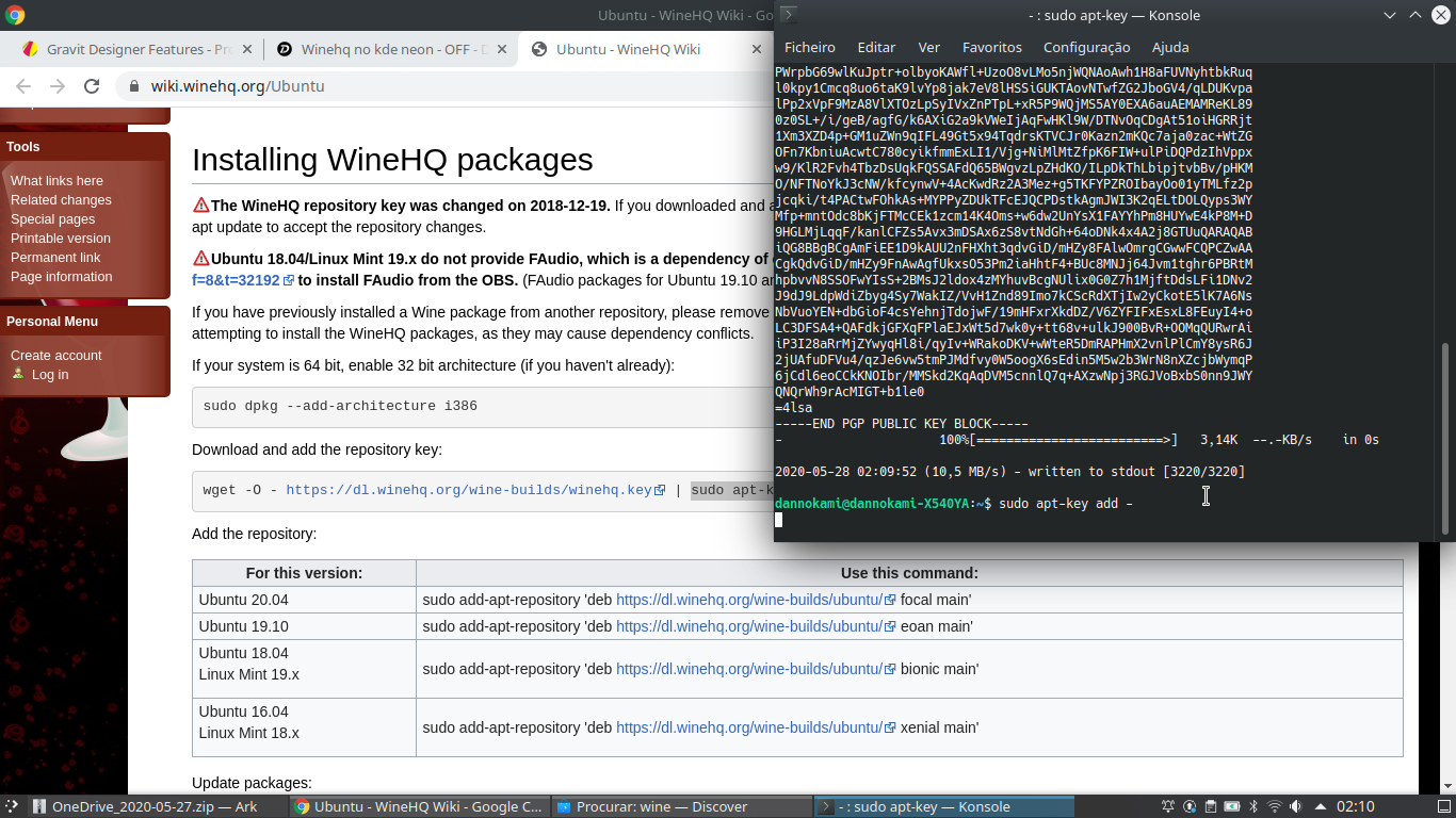 Winehq no kde neon Iniciantes Diolinux Plus