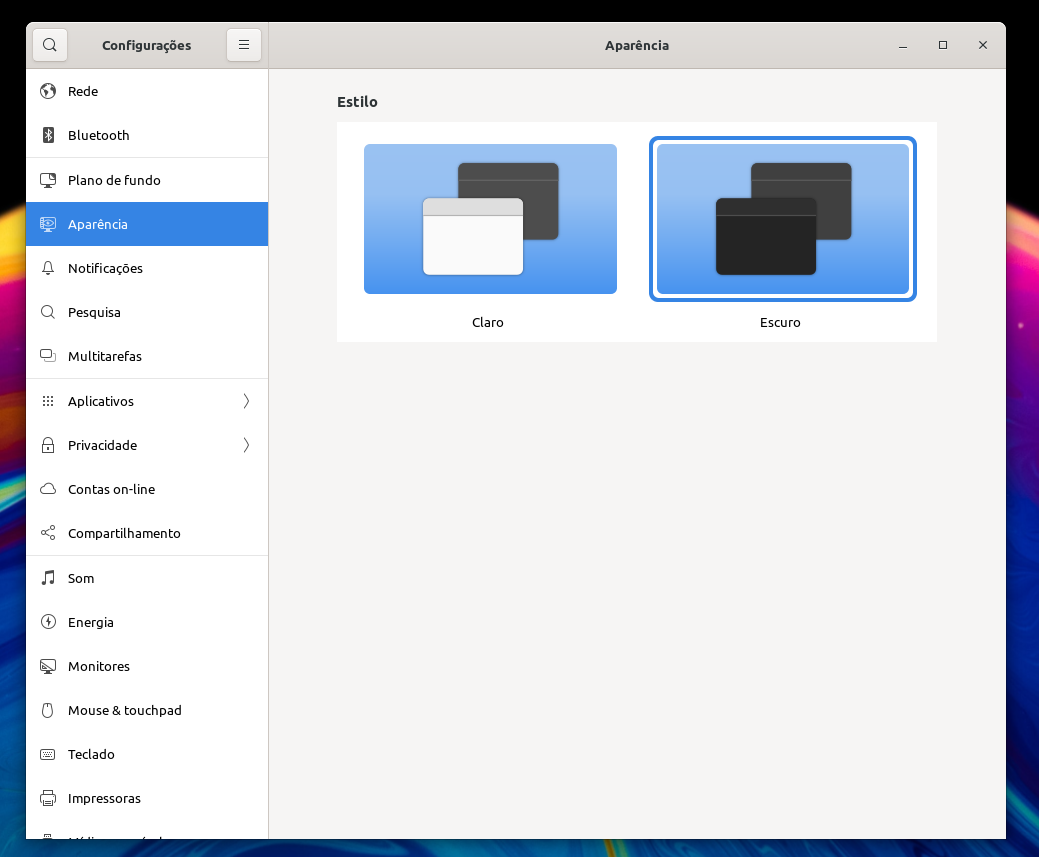 Linux Mint mudou de aparência e não quer ficar no modo escuro